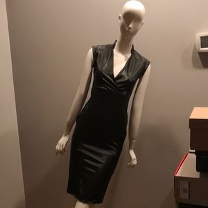 Sexy leather look black dress